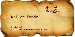 Koller Ernő névjegykártya